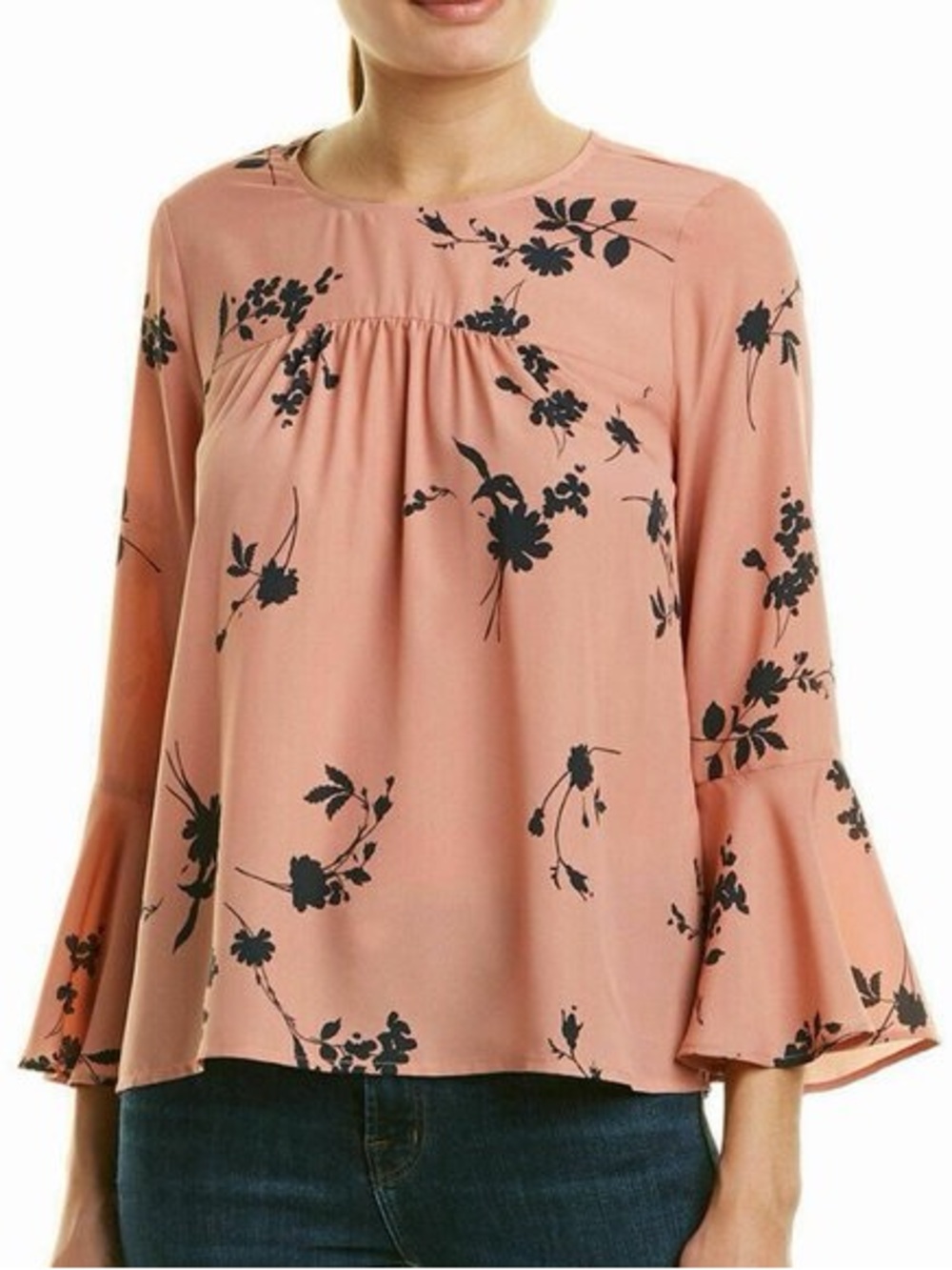 Joie Dusty Rose Floral Bell-Sleeve Blouse